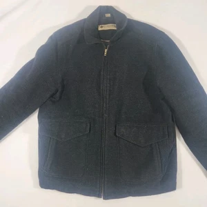 VTG Columbia Sportswear Black Wool Blend Zip Chore Outdoor Jacket Coat Mens Med - Picture 1 of 6