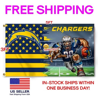 Los Angeles Chargers 3 x 5 Man Cave Flag 3x5 Banner LA Chargers New LOGO Charger - Image 1 of 4