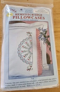 Jack Dempsey Hohlsaumkante Kissenbezüge Stempel Handstickerei FAN #1100-512 - Bild 1 von 3