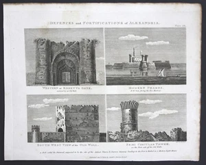 Rosetta Gate Pharos Old Wall Alexandria Egypt view Copperplate 1803 - Picture 1 of 1