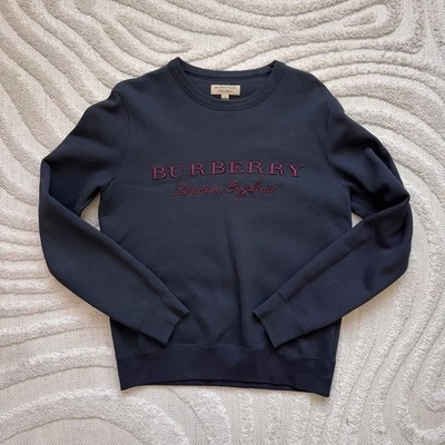 Navy Burberry Embroidered Logo Crewneck - Image 1 of 4