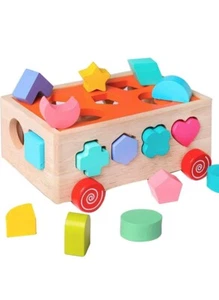 Kidus Wooden Shape Sorter Toys for Toddlers 1-3 Years Old, Montessori Early Year - Picture 1 of 5