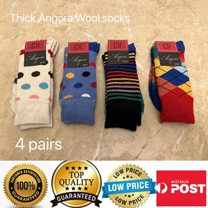 4 pairs Top Premium 90% Angora Wool Socks,Thick Comfy Fashion,Men 6-11,AU stock - Picture 1 of 12