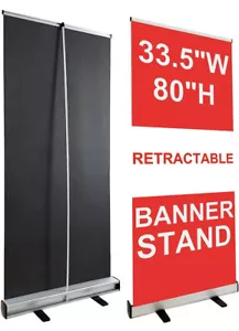 33" x 80" Retractable Roll Up Banner Stand+Pop up with Case - Picture 1 of 2