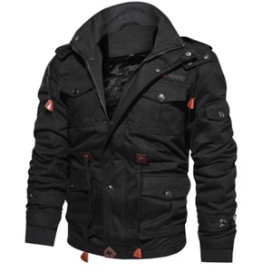 Herren Winter Fleece gefütterte Jacke warm lässig taktischer Mantel mit Kapuze - Bild 1 von 17