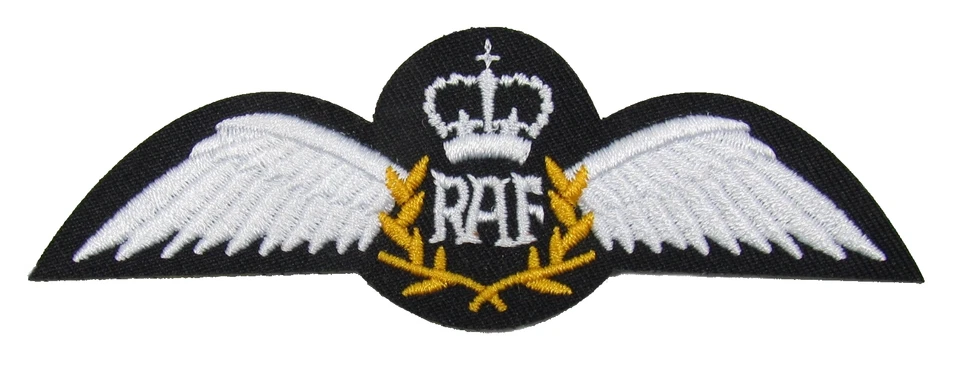 RAF Pilot Wings Iron or Sew On Embroidered Patch Badge Air Force Military R1634 - Image 1 of 1