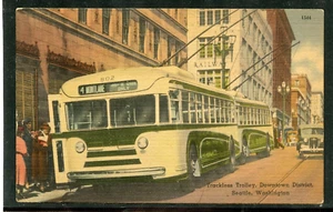 (6546) 1940? P/C SEATTLE WAR EIN NEUER LKWLESS TROLLEYS IN DER STADT. - Bild 1 von 2