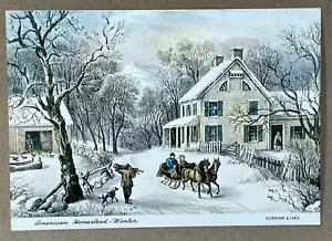 Currier & Ives American Homestead Winter - Vintage Postcard - Picture 1 of 2