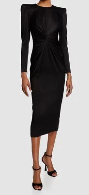 $2310 Vestido Alex Perry Para Mujer Negro Darden Satinado Crepé Brillante Crew Twist Talla 8 Foto 1 de 3