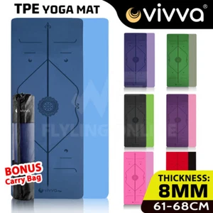 VIVVA 61/ 68cm Width Yoga Mat Pad TPE Nonslip Exercise Fitness Pilate Gym Eco - Picture 1 of 24
