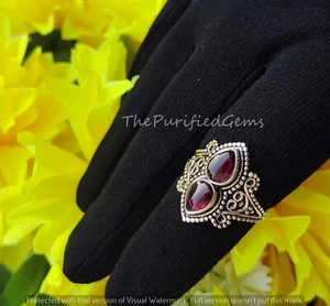 Anillo de piedras preciosas enchapadas 925 granate rojo surtido, anillos boho hechos a mano, regalo para amor - Imagen 1 de 6