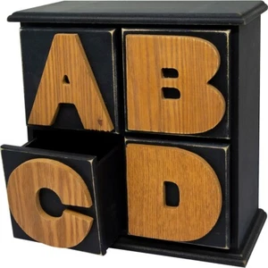 23CM A-B-C-D KIDS 4 DRAWER CABINET ORGANISER STORAGE WOODEN TOY UNIT CHILDRENS - Picture 1 of 2