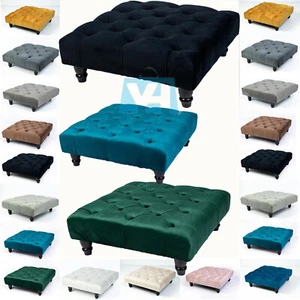 Chesterfield Upholstered Buttoned Foot Stool Pouffe Foot Stool 50 x 50 x 25cm - Picture 1 of 66