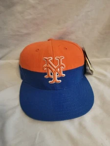 NY Mets Baseball Blue Orange LOGO Cooperstown Collection Fitted Hat 7 NEW - Picture 1 of 10