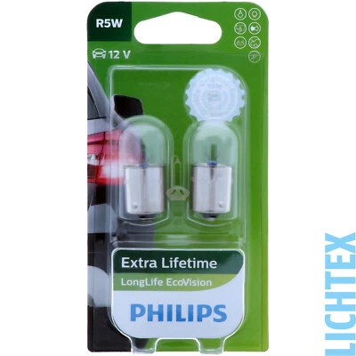 R5W PHILIPS LongLife EcoVision - 12821LLECOB2 Scheinwerfer Lampe - DUO-Pack NEU - Bild 1 von 3