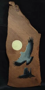 Aquila arte rupestre nativa dipinta a mano su roccia rossa nativa LRG sud-ovest FIRMATA KL - Foto 1 di 12