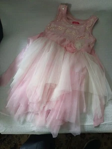 Pinky Toddler Dress Sz 3T With Sequins And Netting Ribbon Tie - Bild 1 von 5