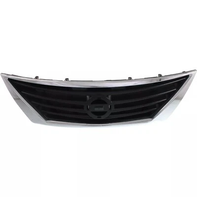 New Front Grille For 2012-2014 Nissan Versa Chrome Shell Gray & Plastic - Image 1 of 4