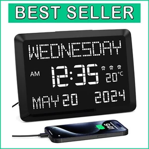 User-Friendly 11.5” LED Wall Clock with 3 Alarms & Dual USB Ports for Home Use - Picture 1 of 14