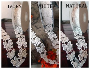 Elegant 1" Daffodils Embroidery Floral Lace Trim 5 Yards Choose Colors - Picture 1 of 4
