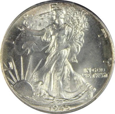 1945 MS65 Walking Liberty Half Dollar, PCGS 53676852 - Image 1 of 4