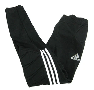 ADIDAS Men's (Size Small) Black Padded Goalie Pants 3 Stripes Logo Drawstring - Picture 1 of 4