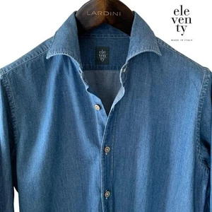eleventy Indigo Denim Shirt Made in Italy Size 15/39 - Picture 1 of 12