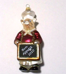 Adorno de cerdo chef Bon Appetit 2010 de vidrio soplado - Imagen 1 de 3