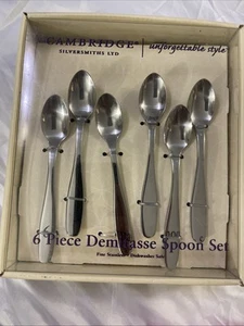 Cambridge Silversmiths 6 Stück Demitasse Löffel Set Edelstahl Satiniert NEU - Bild 1 von 3