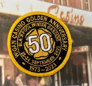 NORTHERN SOUL: WIGAN ANIVERSARIO DORADO Bordado Coser en Parche Insignia - Imagen 1 de 1