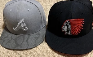 (2) Atlanta Braves New Era 9Fifty 47 Brand Hat Cap Lot Of 2 Rare Strap Backs ATL - Picture 1 of 10
