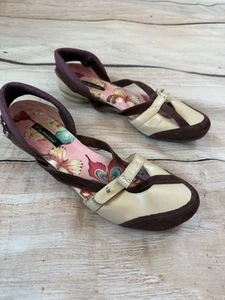 M by Morenatom Ladies Kitten Heel Shoes Size 9M Burgundy Brazil Suede - Picture 1 of 9