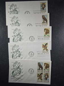 1978 US AMERICAN OWLS FDC Scott# 1760-1763, 1763A, ARTMASTER Set of 5 - stk#KR16 - Picture 1 of 6