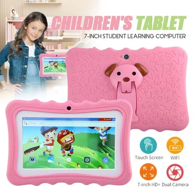 7 Zoll Kinder Tablet, 2GB/32GB, Android  2500mAh Rosa Mit Schutzhülle Studie DHL - Bild 1 von 4