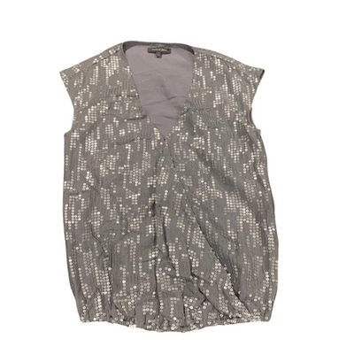Michael Stars Womens Silver Gray Sleeveless Silk Sequin Gathered Hem Top XS - Image 1 of 4