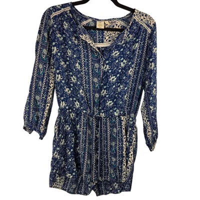 ST TROPEZ WEST Talla S Azul Floral Mameluco Boho Playa Crochet Borde Ropa de Resort Foto 1 de 4