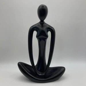 Estatuilla femenina abstracta negra moderna adorno escultura resina 22 cm - Imagen 1 de 7