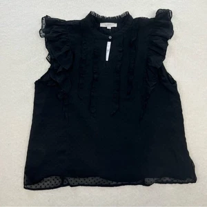 Blusa Loft negra con volantes y puntos suizos talla XL nueva con etiquetas - Imagen 1 de 6