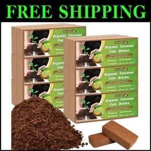 12 Pack Natural Coco Coir Bricks - Low EC & pH Balanced Gardening Medium - Picture 1 of 9