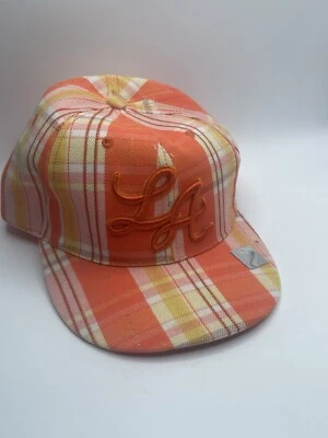 Gorra Leader Sports bordada LA ajustada naranja blanca a cuadros talla extra grande Foto 1 de 4