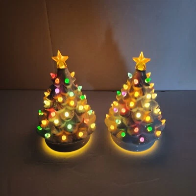 2 Winter Lane 8.5” LIGHTED MUSICAL XMAS TREE White Ceramic NEW Christmas - Image 1 of 4