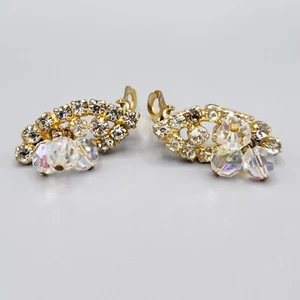 Juliana DeLizza & Elster VERIFIED Crystal Cha Cha Bead Rhinestone Clip Earrings - Picture 1 of 9