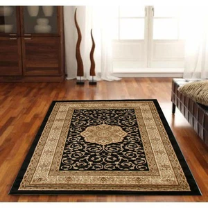 NEW Floor Rug Republic Oriental Rug Thick Plash 4 Sizes Istanbul Black 3 - Picture 1 of 3