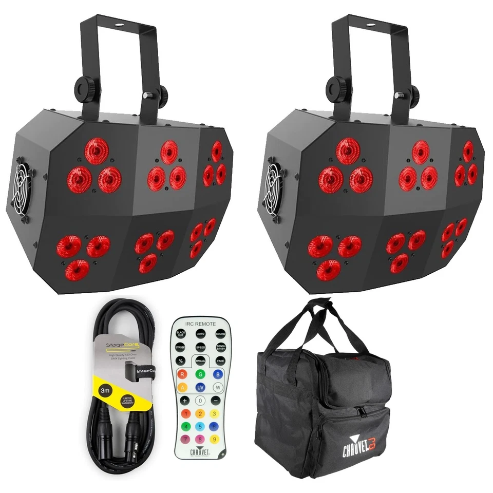 2 x Chauvet Wash FX 2 Effect Light Carry Bags, Cables, Remote Control 18 x 6w - Image 1 of 4
