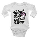 Funny Cycling Bicycle Baby Grow Vest Bodysuit Helmet Hair Don't Care Boys L/S