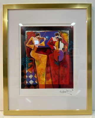 Charles Lee, Seriolithograph "Duet Night" 8"x7" CoA Framed & Matted - Image 1 of 4
