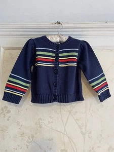Gymboree Wish You Were Here Girls Sweater Cardigan 4 Navy - Picture 1 of 4