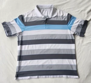 Nike Golf Polo Hombres XXL Azul Gris Blanco Rayas Dri-Fit Swoosh - Imagen 1 de 8