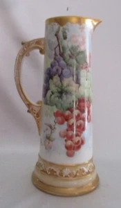 Guerin Limoges Frankreich H.P. Krug um 1900-1932 Trauben vergoldet Künstler signiert  - Bild 1 von 18