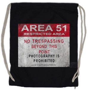 AREA 51 VINTAGE LOGO SIGN Turnbeutel Warning UFO TR3B Adamski Secret Alien - Picture 1 of 1